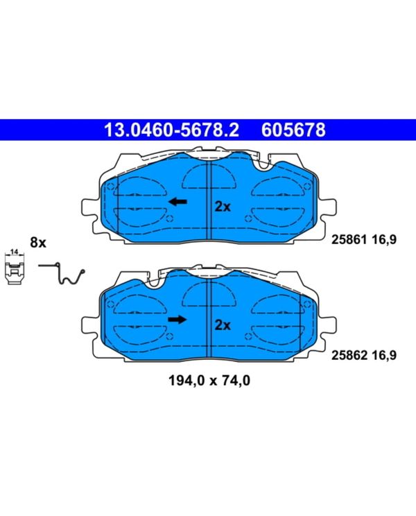 Bremsbelagsatz Scheibenbremse ATE 13.0460-5678.2 für Audi VW Q7  