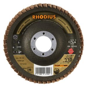 RHODIUS Lamellenschleifscheibe JUMBO SPEED | Ø 115 x 22,23mm schräg Korn 40