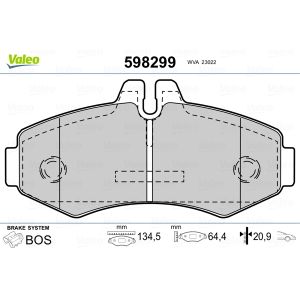 Bremsbelagsatz Scheibenbremse VALEO 598299 für Mercedes-Benz V