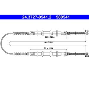 Seilzug Feststellbremse ATE 24.3727-0541.2 für Fiat Fiorino Pick UP