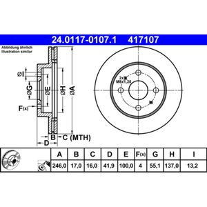 Bremsscheibe ATE 24.0117-0107.1 (2 Stk.) für Daihatsu Yrv Copen Sirion Cuore VII