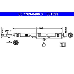 Bremsschlauch ATE 83.7769-0406.3 für Ford Transit Connect V408