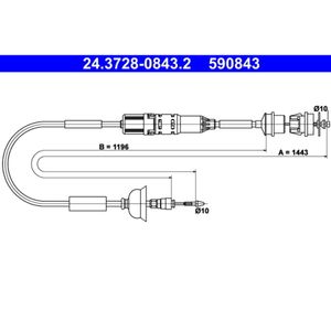 Seilzug Kupplungsbetätigung ATE 24.3728-0843.2 für Peugeot 405 II Break