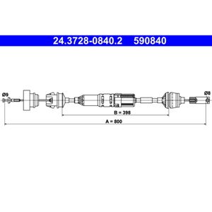 Seilzug Kupplungsbetätigung ATE 24.3728-0840.2 für Peugeot 406 Break