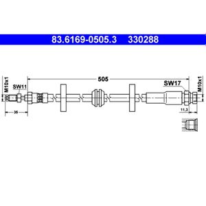Bremsschlauch ATE 83.6169-0505.3 für Saab 9000