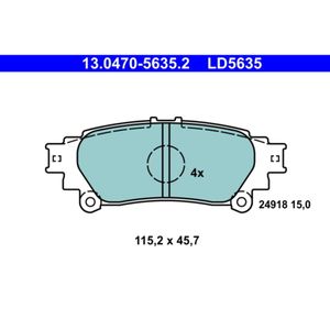 Bremsbelagsatz Scheibenbremse ATE 13.0470-5635.2 für Lexus RX