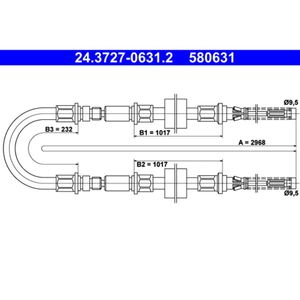 Seilzug Feststellbremse ATE 24.3727-0631.2 für Ford Transit