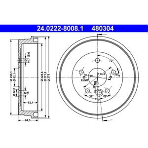 Bremstrommel ATE 24.0222-8008.1 (2 Stk.)