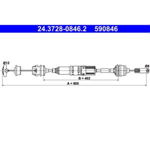 Seilzug Kupplungsbetätigung ATE 24.3728-0846.2 für Peugeot 406 Break