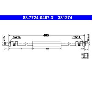 Bremsschlauch ATE 83.7724-0467.3 für VW LT 28-35 I