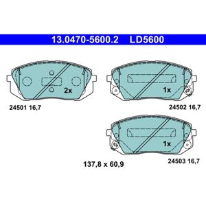 Bremsbelagsatz Scheibenbremse ATE 13.0470-5600.2 für Kia Hyundai Sportage II