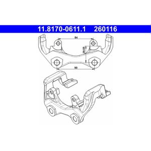 Halter Bremssattel ATE 11.8170-0611.1 für Mercedes-Benz S