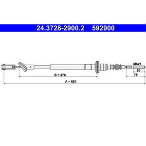 Seilzug Kupplungsbetätigung ATE 24.3728-2900.2 für Chevrolet Daewoo Matiz