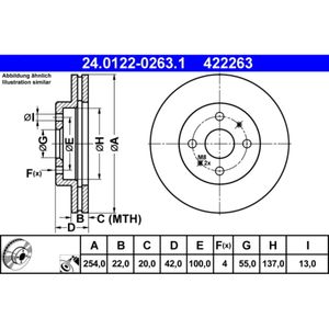 Bremsscheibe ATE 24.0122-0263.1 (2 Stk.) für Daihatsu Sirion Materia