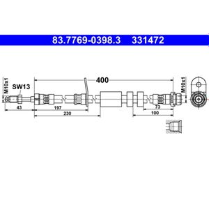 Bremsschlauch ATE 83.7769-0398.3 für Ford C-Max II Grand Focus III