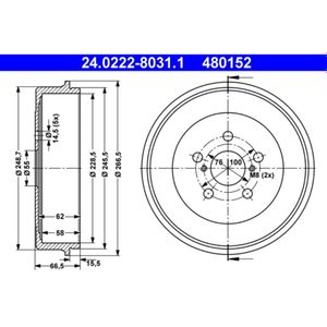 Bremstrommel ATE 24.0222-8031.1 (2 Stk.)