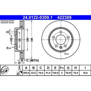 Bremsscheibe ATE 24.0122-0309.1 (2 Stk.) für VW Amarok Crafter