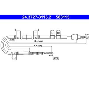 Seilzug Feststellbremse ATE 24.3727-3115.2 für Hyundai Elantra IV I30