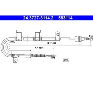Seilzug Feststellbremse ATE 24.3727-3114.2 für Hyundai Elantra IV I30