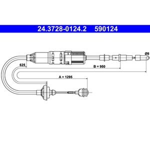 Seilzug Kupplungsbetätigung ATE 24.3728-0124.2 für VW Passat B3/B4