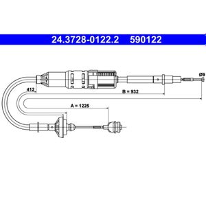Seilzug Kupplungsbetätigung ATE 24.3728-0122.2 für VW Transporter T4
