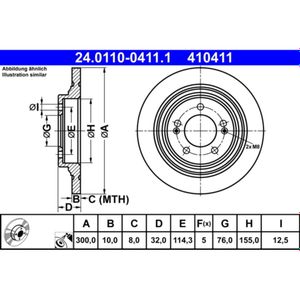 Bremsscheibe ATE 24.0110-0411.1 (2 Stk.) für Kia Hyundai Optima Kona Niro