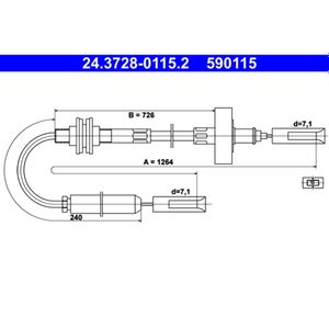 Seilzug Kupplungsbetätigung ATE 24.3728-0115.2 für Audi 100 C3 Avant