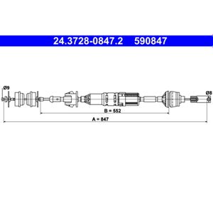Seilzug Kupplungsbetätigung ATE 24.3728-0847.2 für Peugeot 406 Break
