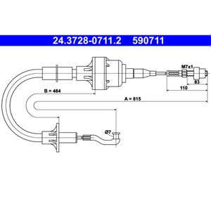Seilzug Kupplungsbetätigung ATE 24.3728-0711.2 für Opel Kadett E CC Astra F