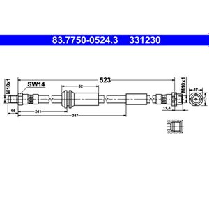 Bremsschlauch ATE 83.7750-0524.3 für Mini Roadster Clubman