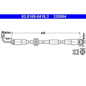 Bremsschlauch ATE 83.6169-0418.3 für Audi A6 C5 Avant A4 B7