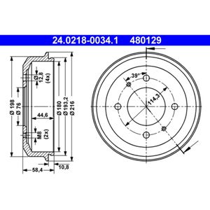 Bremstrommel ATE 24.0218-0034.1 (2 Stk.) für Hyundai Accent I