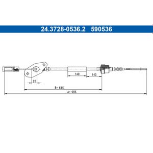 Seilzug Kupplungsbetätigung ATE 24.3728-0536.2 für Fiat Lancia Ford 500 Ypsilon