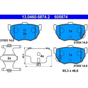 Bremsbelagsatz Scheibenbremse ATE 13.0460-5874.2 für Hyundai Kia Lantra II