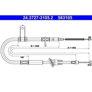 Seilzug Feststellbremse ATE 24.3727-3105.2 für Hyundai Accent II