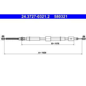 Seilzug Feststellbremse ATE 24.3727-0321.2 für Citroën ZX Break