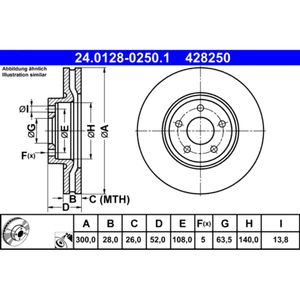 Bremsscheibe ATE 24.0128-0250.1 (2 Stk.) für Ford Mondeo IV Turnier