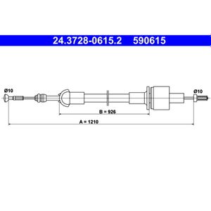 Seilzug Kupplungsbetätigung ATE 24.3728-0615.2 für Ford Escort III Orion II