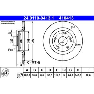 Bremsscheibe ATE 24.0110-0413.1 (2 Stk.) für Honda Civic X