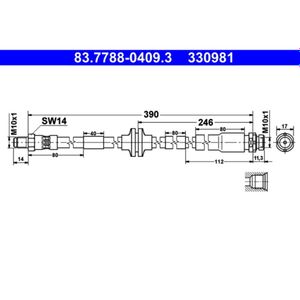Bremsschlauch ATE 83.7788-0409.3 für Ford Focus II Turnier