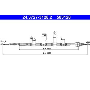 Seilzug Feststellbremse ATE 24.3727-3128.2 für Hyundai Kia Ix20 Venga