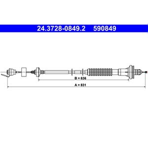 Seilzug Kupplungsbetätigung ATE 24.3728-0849.2 für Peugeot 206 Van