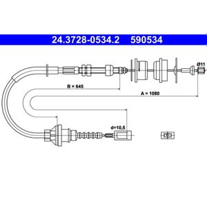 Seilzug Kupplungsbetätigung ATE 24.3728-0534.2 für Fiat Ducato