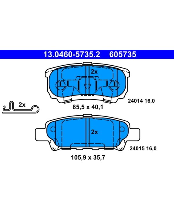 Bremsbelagsatz Scheibenbremse ATE 13.0460-5735.2 für Chrysler Jeep Sebring