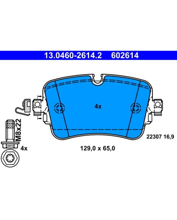 Bremsbelagsatz Scheibenbremse ATE 13.0460-2614.2 für Audi VW Q7