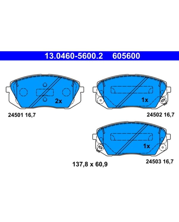 Bremsbelagsatz Scheibenbremse ATE 13.0460-5600.2 für Kia Hyundai Sportage II