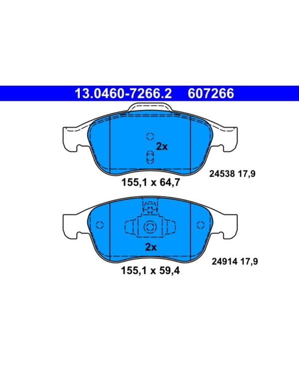 Bremsbelagsatz Scheibenbremse ATE 13.0460-7266.2 für Renault Dacia Megane CC Zoe