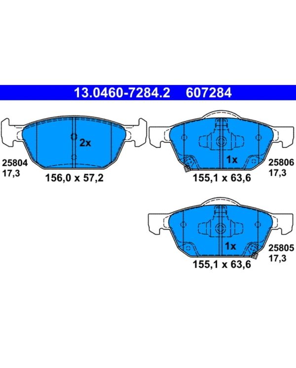 Bremsbelagsatz Scheibenbremse ATE 13.0460-7284.2 für Honda Civic IX