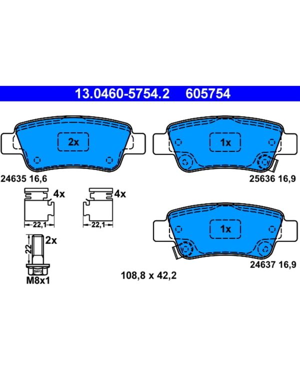 Bremsbelagsatz Scheibenbremse ATE 13.0460-5754.2 für Honda CR-V III