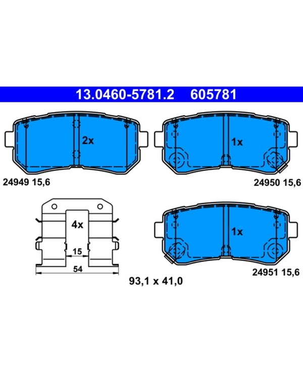 Bremsbelagsatz Scheibenbremse ATE 13.0460-5781.2 für Hyundai Kia Ix20 Picanto II